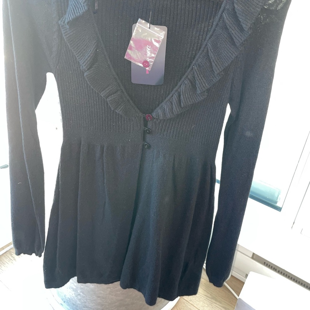 Zara Black Ruffled Women's Blouse